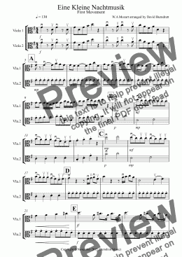 page one of Eine Kleine Nachtmusik (1st movement) for Viola Duet