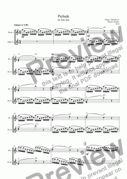 page one of Prelude for flute duo