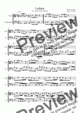 page one of Lullaby for Viola and Cello