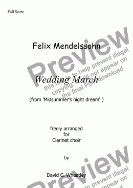 page one of Mendelssohn - Wedding March for clarinet choir