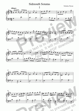 page one of Sidmouth Sonatas 