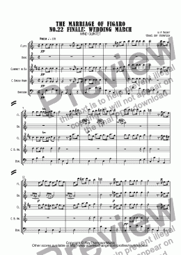page one of Mozart: The Marriage of Figaro Act.III No.22 Finale: Wedding March arr. wind quintet
