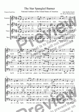 page one of Star Spangled Banner (SATB)