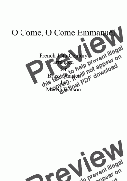 page one of O Come, O Come Emmanuel for Brass Quartet
