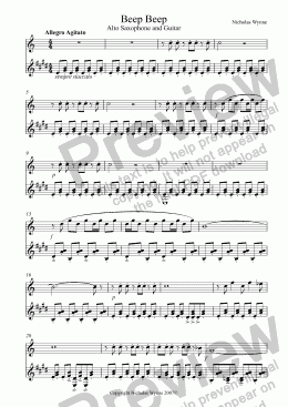 page one of Beep Beep for Alto sax and Guitar