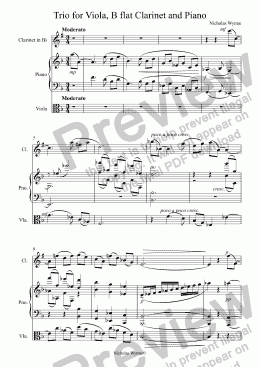 page one of Trio for Viola, B flat Clarinet and Piano