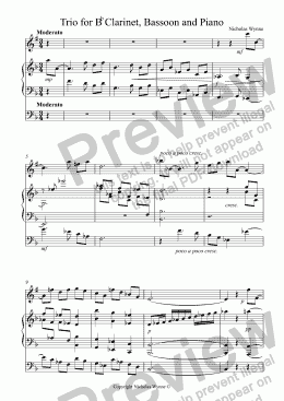page one of Trio for B Clarinet, Bassoon and Piano