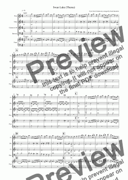 page one of Swan Lake Theme for Wind Quartet