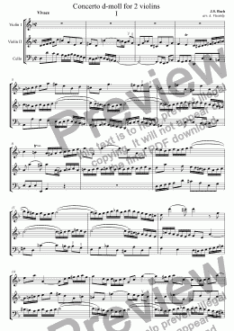 page one of Concerto d-moll for 2 violins I part