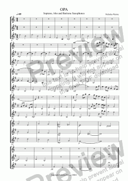 page one of OPA for Sax Trio