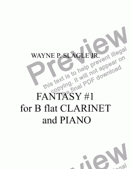 page one of FANTASY #1  for B flat  CLARINET and PIANO