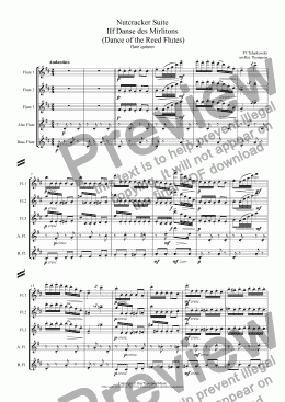 page one of Tchaikovsky: Nutcracker Suite IIf Danse des Mirlitons  (Dance of the Reed Flutes) arr. flute quintet
