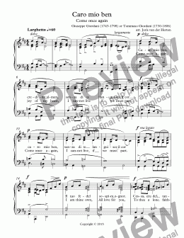page one of Caro mio ben [Italian aria] (voice + keyboard)
