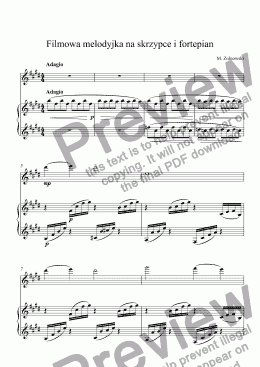 page one of Filmowa melodyjka na skrzypce i fortepian