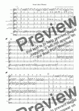 page one of Swan Lake Theme for Flute Quartet