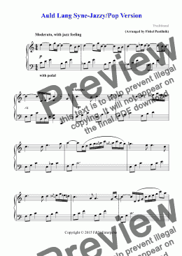 page one of Auld Lang Syne-Jazzy/Pop Version