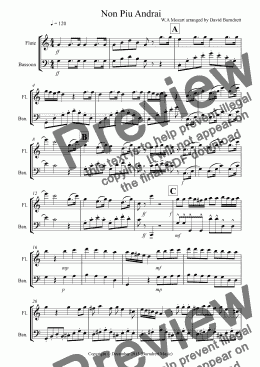 page one of Non Piu Andrai for Flute and Bassoon Duet