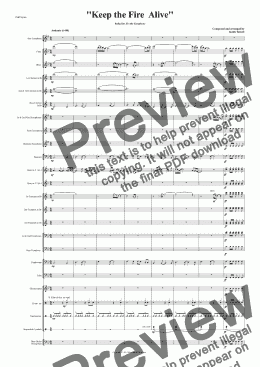 page one of Keep the Fire  Alive for solo Eb Alto Saxophone & Concert Band