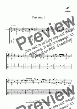 page one of Pavana I for solo guitar