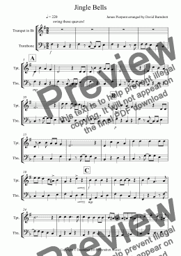 page one of Jingle Bells (Jazzy Style!) for Trumpet and Trombone Duet