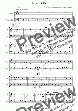 page one of Jingle Bells (Jazzy Style!) for Violin and Cello Duet