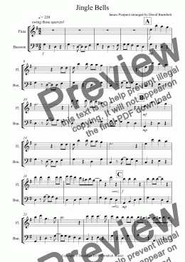page one of Jingle Bells (Jazzy Style!) for Flute and Bassoon Duet