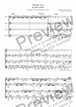 page one of Kreutzer - "Number Two" - for four violins