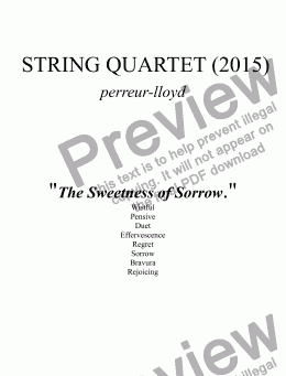 page one of STRING QUARTET (2015) "The Sweetness of Sorrow."