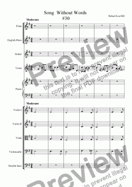 page one of Song Without Words # 30 [Strings, Piano, Flute, Guitar, English Horn, Double Bass, and Voice]