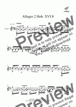page one of Allegro 2 Hob. XVI:8 for solo guitar