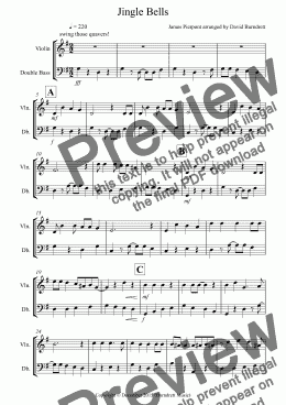 page one of Jingle Bells (Jazzy Style!) for Violin and Double Bass Duet