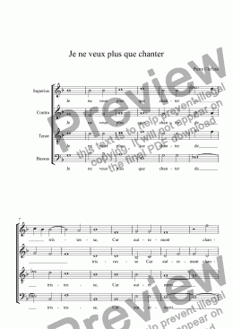 page one of Je ne veux plus que chanter (Clereau)