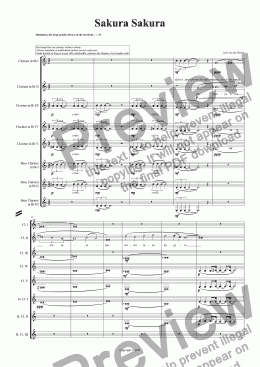 page one of Sakura Sakura (juvenilia, clarinet octet)