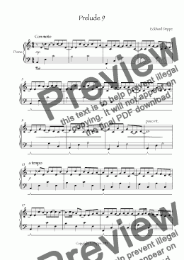 page one of Prelude 9 ( From 12 Pop-Preludes Easy to Moderate)