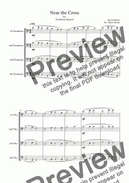 page one of Near the Cross for Trombone Quartet