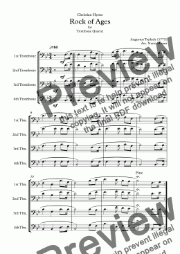 page one of Rock of Ages for Trombone Quartet