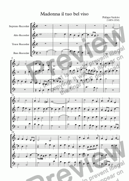 page one of Madonna il tuo bel viso (Verdelot)
