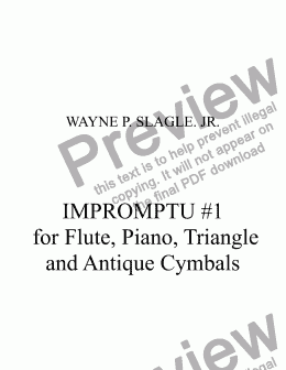 page one of IMPROMPTU #1  for Flute, Piano, Triangle  and Antique Cymbals(A Brief Encounter)
