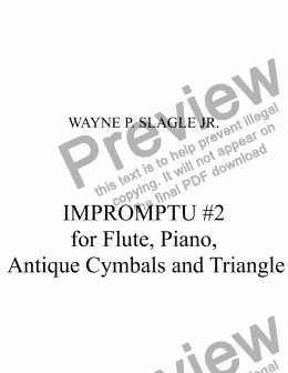 page one of IMPROMPTU #2 for Flute, Piano,  Antique Cymbals and Triangle