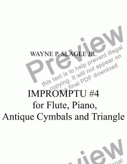 page one of IMPROMPTU #4  for Flute, Piano,  Antique Cymbals and Triangle