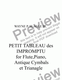 page one of PETIT TABLEAU des IMPROMPTU  pour Flute,Piano,  Antique Cymbals et Trianagle