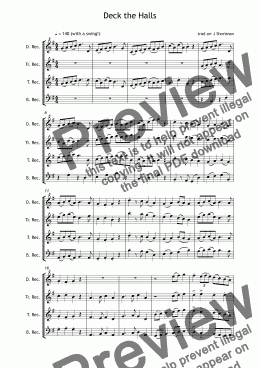page one of Deck the Halls arr for Recorder Christmas Quartet