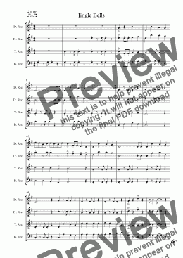 page one of Jingle Bells arr for Recorder Christmas Quartet