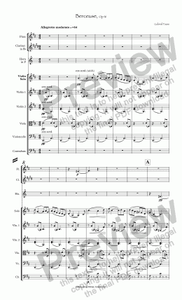 page one of Berceuse for Solo Violin y orchestra, Op 16