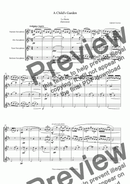 page one of Grovlez - A Child’s Garden, 6 movements for sax quartet SATB.