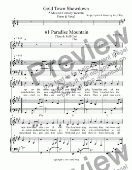 page one of Gold Town Showdown (Piano & Vocal Score for Musical Comedy))