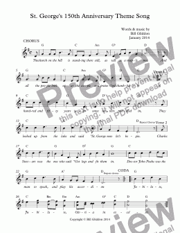 page one of St. George's 150th Anniversary Theme Song