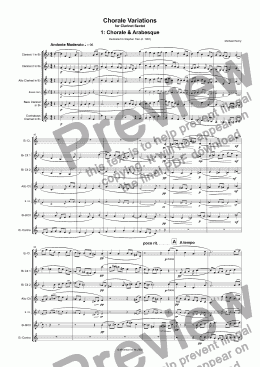 page one of Chorale Variations for Clarinet Sextet