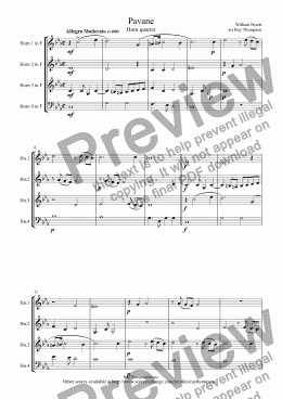 page one of Byrd: Pavane (The Earl of Salisbury) arr. horn quartet