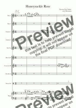 page one of Honeysuckle Rose - Thomas ’Fats’ Waller (arranged for training Wind Band)